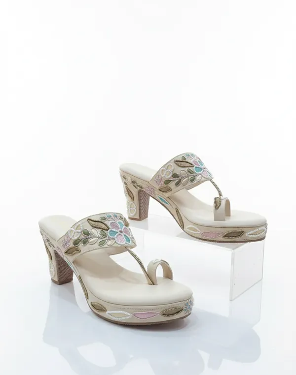 Cream_Polyurethane_Premium_Kolhapuri_Sandals_For_Women