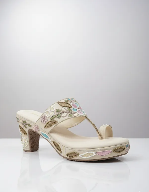 Cream_Polyurethane_Premium_Kolhapuri_Sandals_For_Women