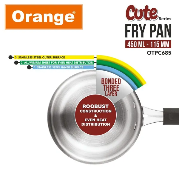 Triply_Stainless_Steel_Mini/Baby/Small_Sized_(Cute_Fry_Pan_450_ML)_|_Heavy_Bottom_|_Induction_Friendly_|_2.5mm_Thickness_|_Cool_Touch_Bakelite_Stainless_Steel_Handle_|_5Year_Warranty