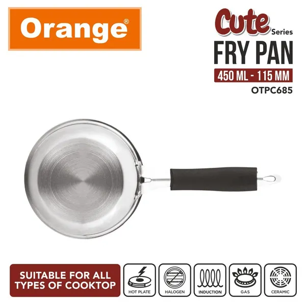 Triply_Stainless_Steel_Mini/Baby/Small_Sized_(Cute_Fry_Pan_450_ML)_|_Heavy_Bottom_|_Induction_Friendly_|_2.5mm_Thickness_|_Cool_Touch_Bakelite_Stainless_Steel_Handle_|_5Year_Warranty