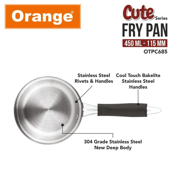 Triply_Stainless_Steel_Mini/Baby/Small_Sized_(Cute_Fry_Pan_450_ML)_|_Heavy_Bottom_|_Induction_Friendly_|_2.5mm_Thickness_|_Cool_Touch_Bakelite_Stainless_Steel_Handle_|_5Year_Warranty