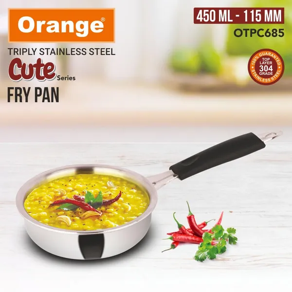 Triply_Stainless_Steel_Mini/Baby/Small_Sized_(Cute_Fry_Pan_450_ML)_|_Heavy_Bottom_|_Induction_Friendly_|_2.5mm_Thickness_|_Cool_Touch_Bakelite_Stainless_Steel_Handle_|_5Year_Warranty