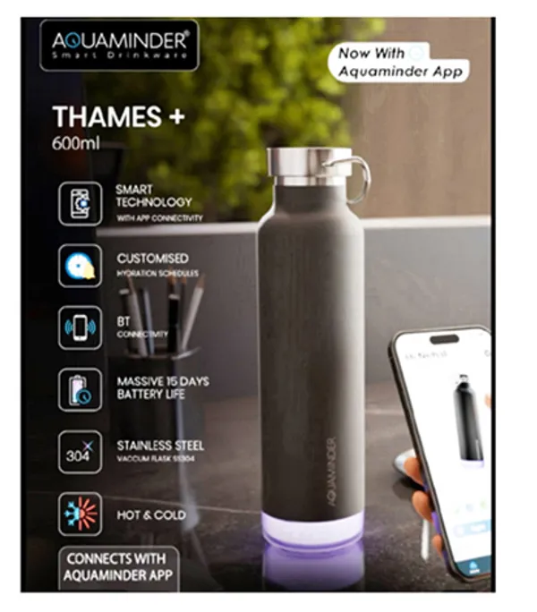 Aquaminder_Stainless_Steel_Double_Wall_Smart_Water_Bottle,SS_304_Material_600_ml_Thames_