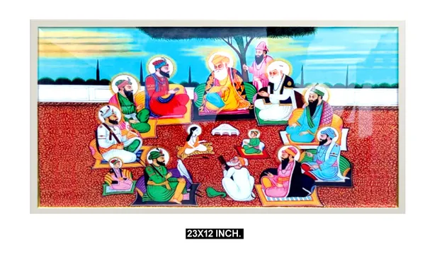Art_n_Store_Ten_Sikh_Gurus__Printed_Religious_&_Wall_Decor_Painting__(23_x_11.5_inches