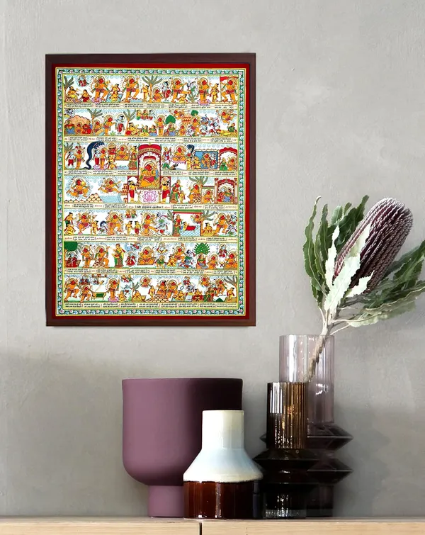 Hanuman_Chalisha_Wall_Painting_Frame_|_Ashi_Sales_Artwork_Hindu_Religious_Home_Decor_|_12×16_Canvas_Print_with_Plexi_Glass