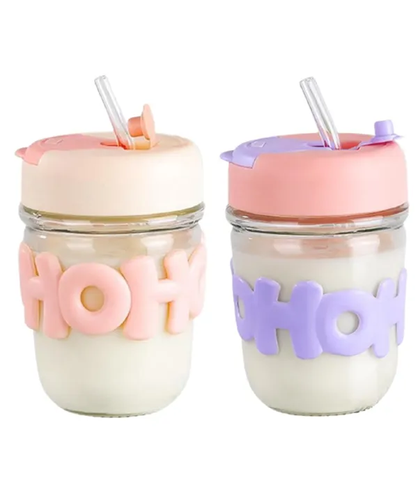 Ho_Ho_350Ml_Glass_Shaker_Cup_With_Lid_And_Straw-_Reusable_Glass_Bottle_With_Silicon_Cover