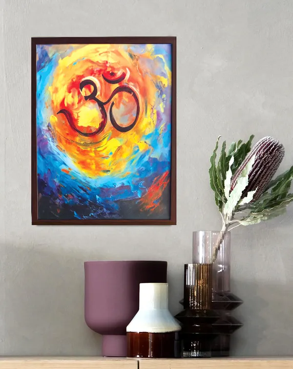 Om_Wall_Painting_Frame_|_Ashi_Sales_Hindu_Religious_Home_Decor_|_12×16_Canvas_Print_with_Plexi_Glass