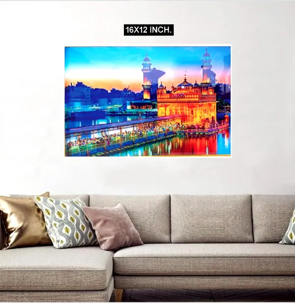 Gurudwara_Saheb_Painting_with_Acrylic_Sheet_UV_Mirer_print_.__Painting_Hanging/for_Living_Room,_Home_Decor_and_Wall_Decoration(12x16)_inch