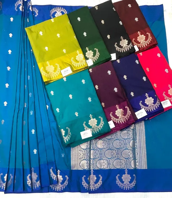 Rama_Blue_Pure_Silk_Saree_With_Zari_Weaving_And_Temple_Border_For_Women