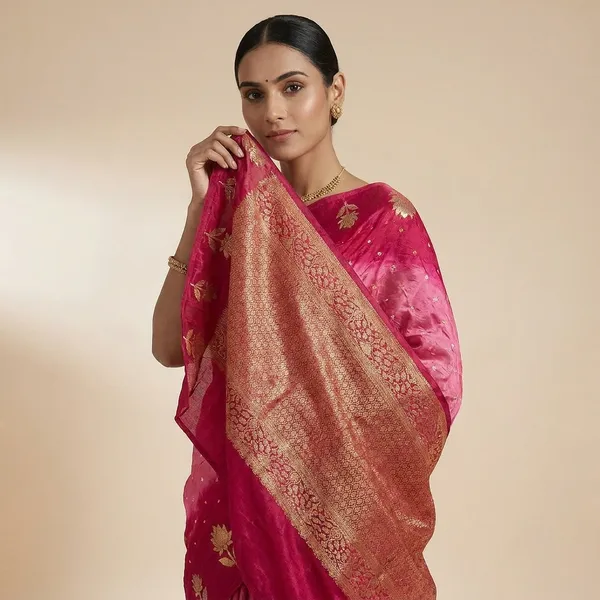 Pink_And_Red_Georgette_Designer_Saree_For_Women