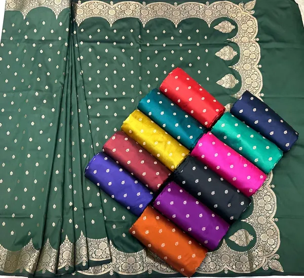 Dark_Green_Silk_Saree_With_With_Scalloped_Border_And_Zari_Work_For_Women