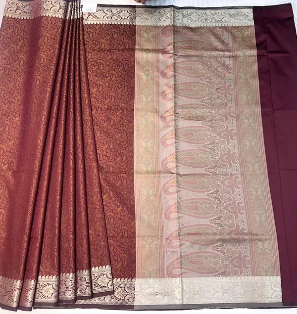 Brown_Silk_Saree_With_Zari_Border_For_Women