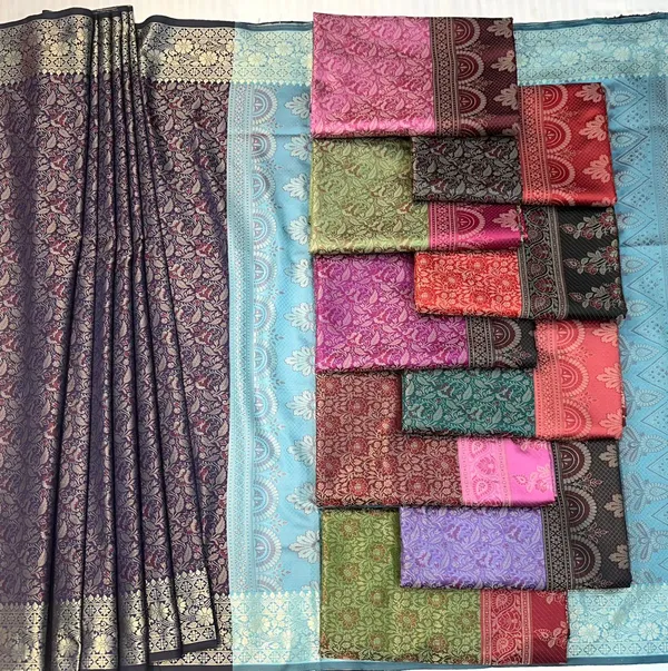 Purple_And_Sky_Blue_Banarasi_Silk_Saree_With_Zari_Work_For_Women