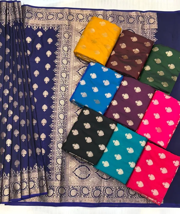 Navy_Blue_And_Golden_Pure_Banarasi_Silk_Saree_With_Zari_Work_For_Women