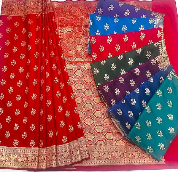 Red_And_Golden_Banarasi_Silk_Saree_With_Zari_Work_For_Women