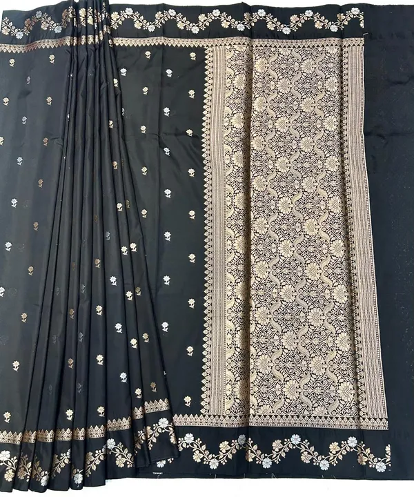 Black_Banarasi_Silk_Saree_With_Zari_Work_For_Women