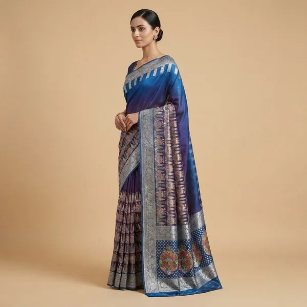 Peacock_Blue_Silk_Saree_With_Zari_Work_For_Women