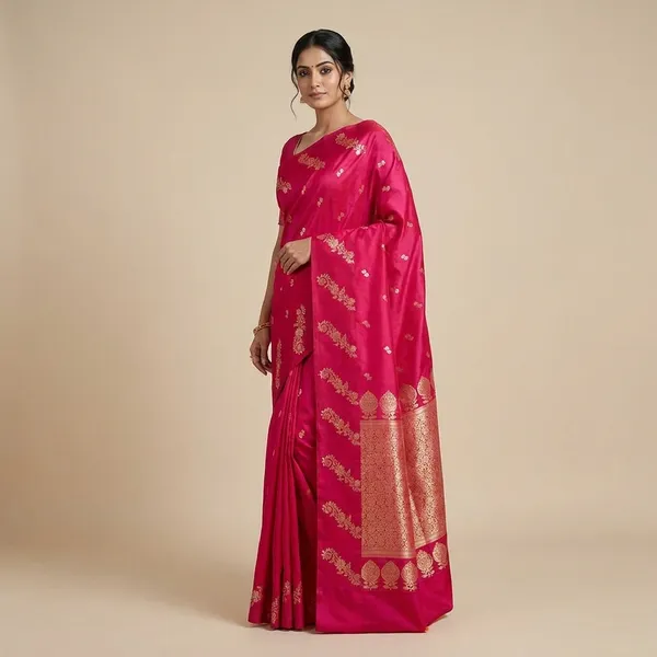 Red_Silk_Saree_With_Zari_Work_For_Women