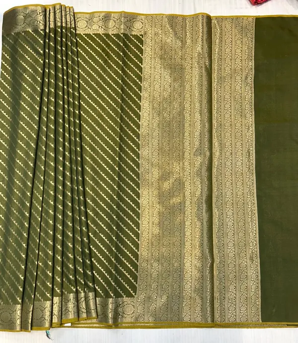 Mehandi_Green_Silk_Saree_With_Zari_Border_For_Women