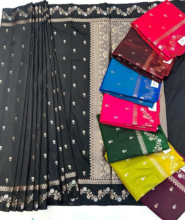 Black_Banarasi_Silk_Saree_With_Zari_Work_For_Women