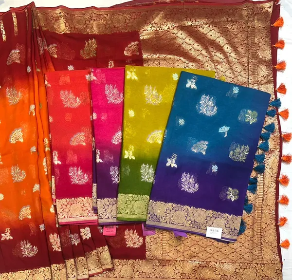 Red_And_Orange_Silk_Saree_With_Zari_Work_For_Women