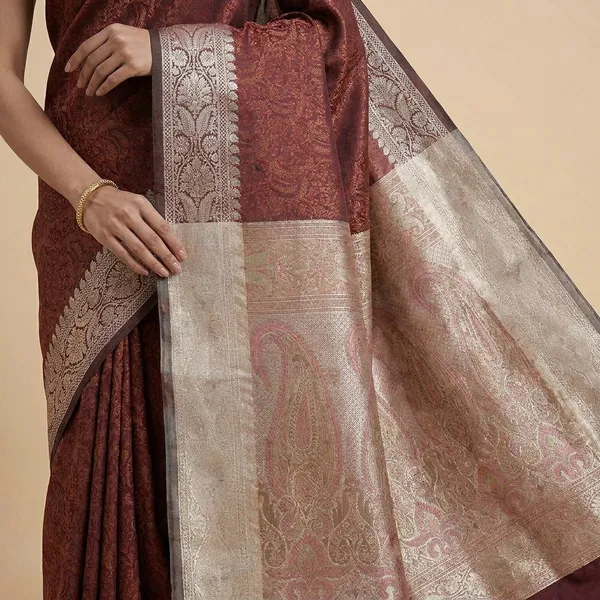 Brown_Silk_Saree_With_Zari_Border_For_Women