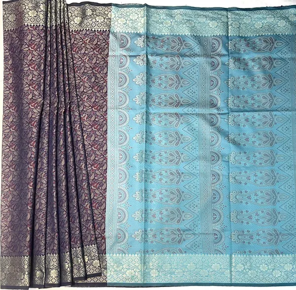 Purple_And_Sky_Blue_Banarasi_Silk_Saree_With_Zari_Work_For_Women