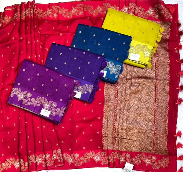 Red_Banarasi_Silk_Saree_With_Zari_Work_For_Women