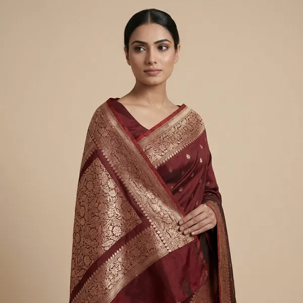 Brown_Silk_Saree_With_Brocade_Border_For_Women