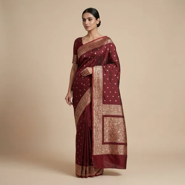 Brown_Silk_Saree_With_Brocade_Border_For_Women