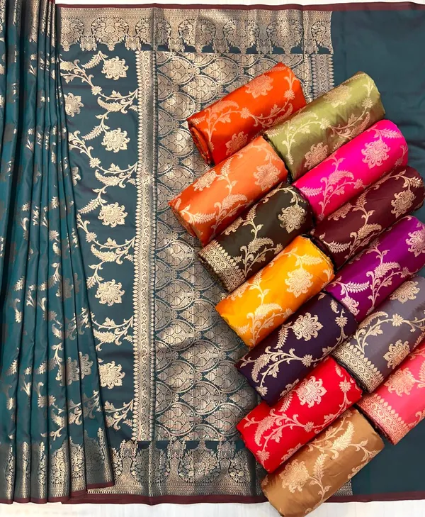 Teal_Blue_Silk_Saree_With_Zari_Work_For_Women