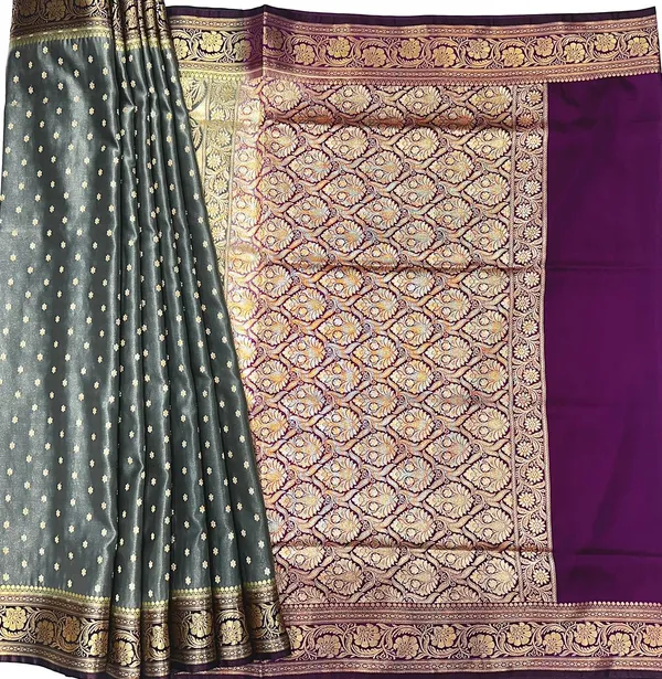 Fade_Green_Banarasi_Silk_Saree_With_Woven_Border_For_Women