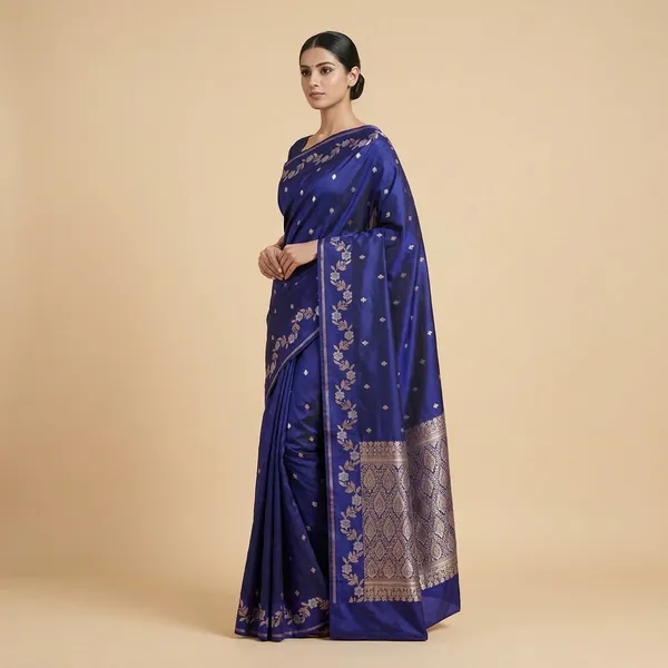 Royal_Blue_Banarasi_Silk_Saree_With_Zari_Work_For_Women
