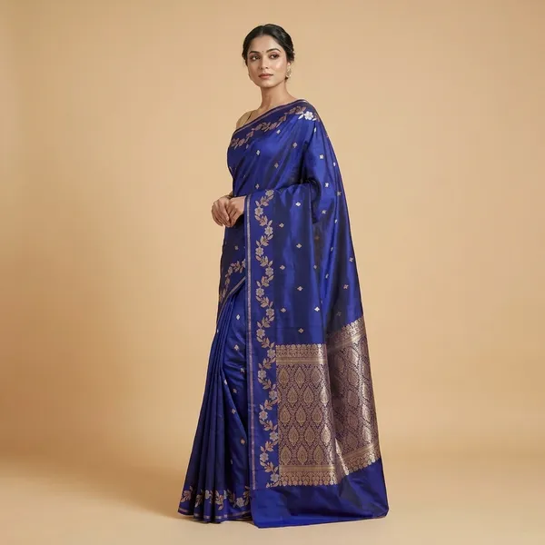 Royal_Blue_Banarasi_Silk_Saree_With_Zari_Work_For_Women