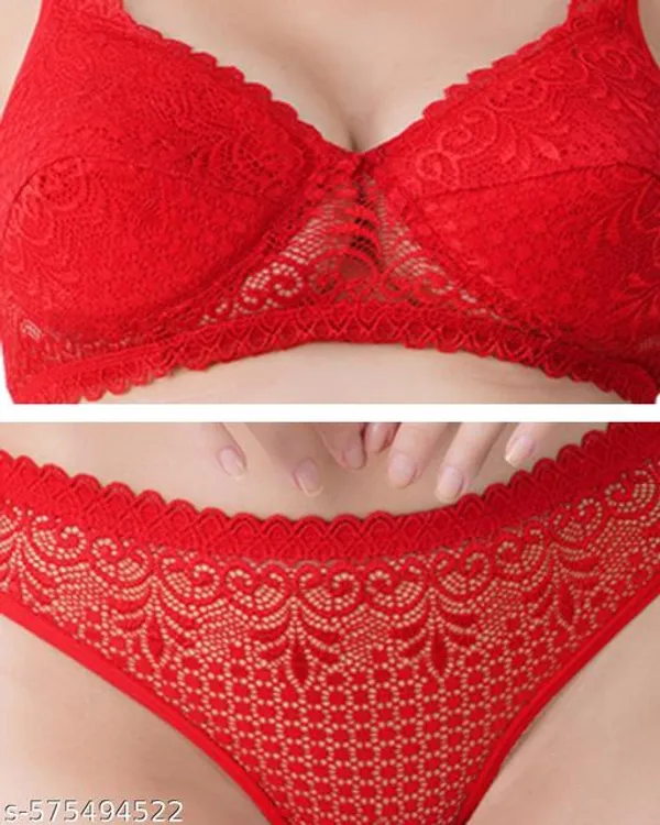 Red_Lingerie_Set_Cotton_Blend_For_Women