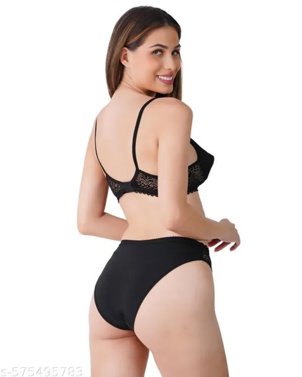 Black_Lingerie_Set_Cotton_Blend_For_Women