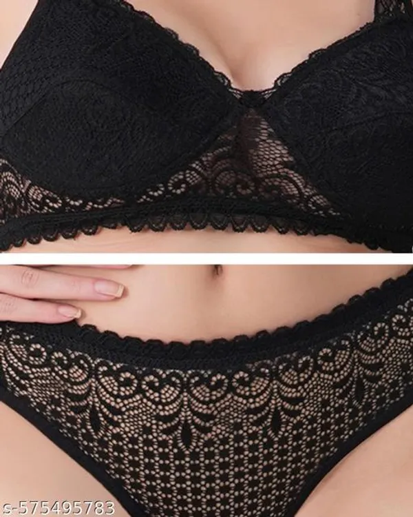 Black_Lingerie_Set_Cotton_Blend_For_Women