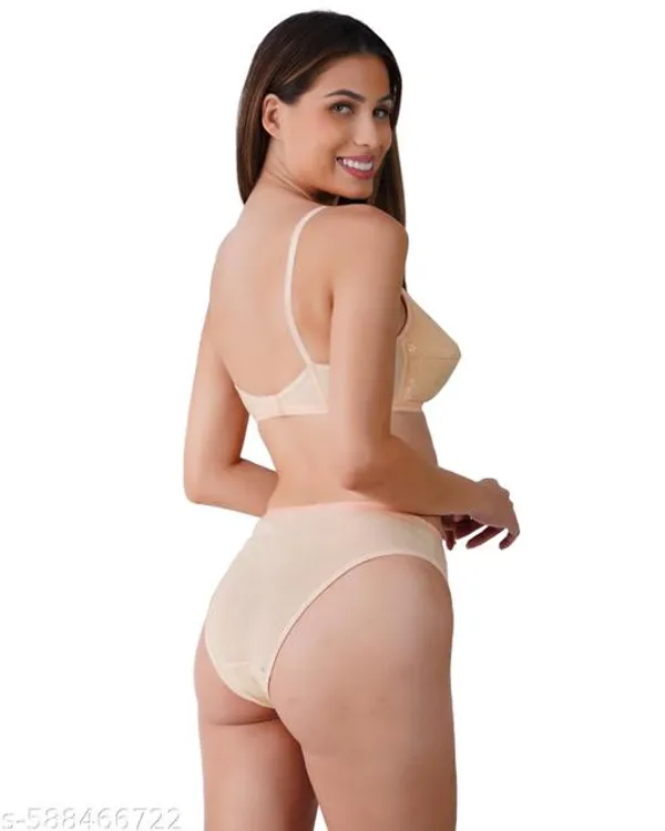 Beige_Lingerie_Set_Cotton_Blend_For_Women
