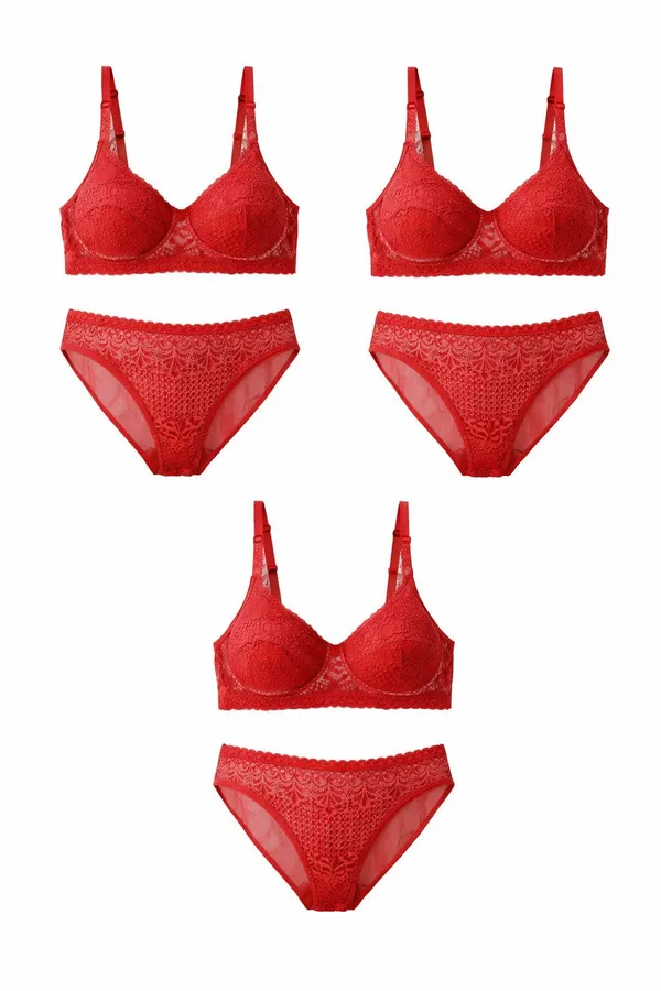 Red_Lingerie_Set_Cotton_Blend_For_Women