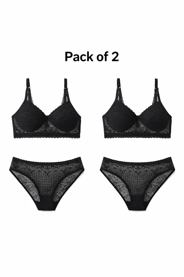 Black_Lingerie_Set_Cotton_Blend_For_Women