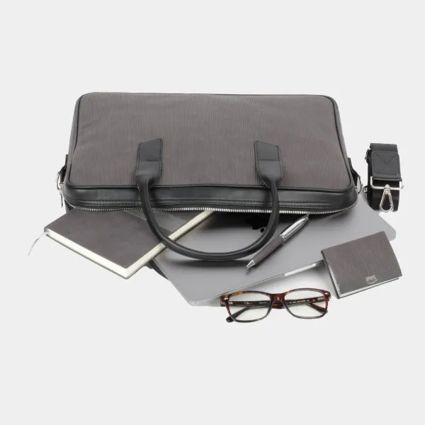 Absolute_Global_Noble_Slim_Laptop_Bag_For_15.6_Inch_Laptops_Waterproof_Pu_Leather_,_Padded_Compartment_,_Adjustable_Strap_Grey