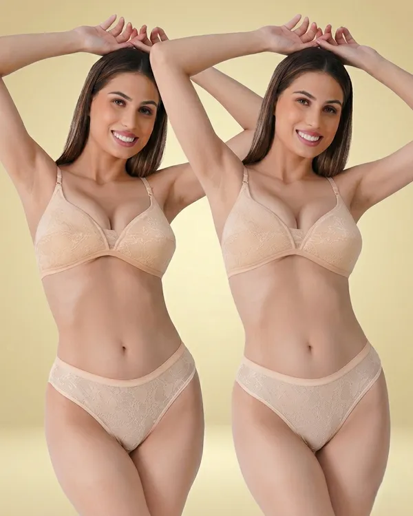 Beige_Lingerie_Set_Cotton_Blend_For_Women