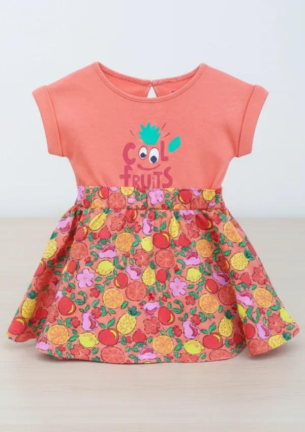 Girls'_"Cool_Fruits"_Graphic_Print_Dress_–_Vibrant_Peach_&_Fruit_Pattern_Casual_Wear