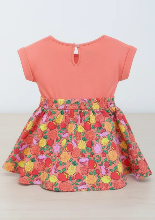 Girls'_"Cool_Fruits"_Graphic_Print_Dress_–_Vibrant_Peach_&_Fruit_Pattern_Casual_Wear