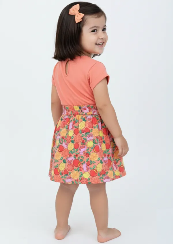 Girls'_"Cool_Fruits"_Graphic_Print_Dress_–_Vibrant_Peach_&_Fruit_Pattern_Casual_Wear