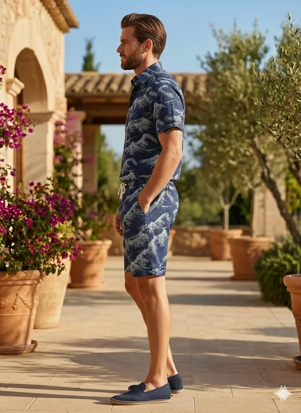 Navy_Blue_Tropical_Print_Relaxed_Fit_2_Piece_Cotton_Co_Ord_Set_For_Men