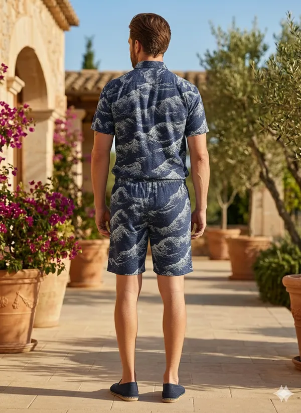 Navy_Blue_Tropical_Print_Relaxed_Fit_2_Piece_Cotton_Co_Ord_Set_For_Men