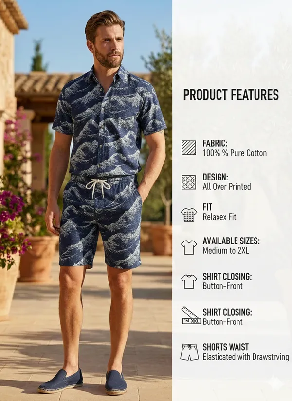Navy_Blue_Tropical_Print_Relaxed_Fit_2_Piece_Cotton_Co_Ord_Set_For_Men