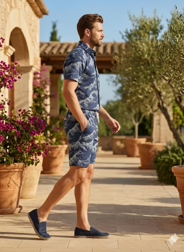 Navy_Blue_Tropical_Print_Relaxed_Fit_2_Piece_Cotton_Co_Ord_Set_For_Men