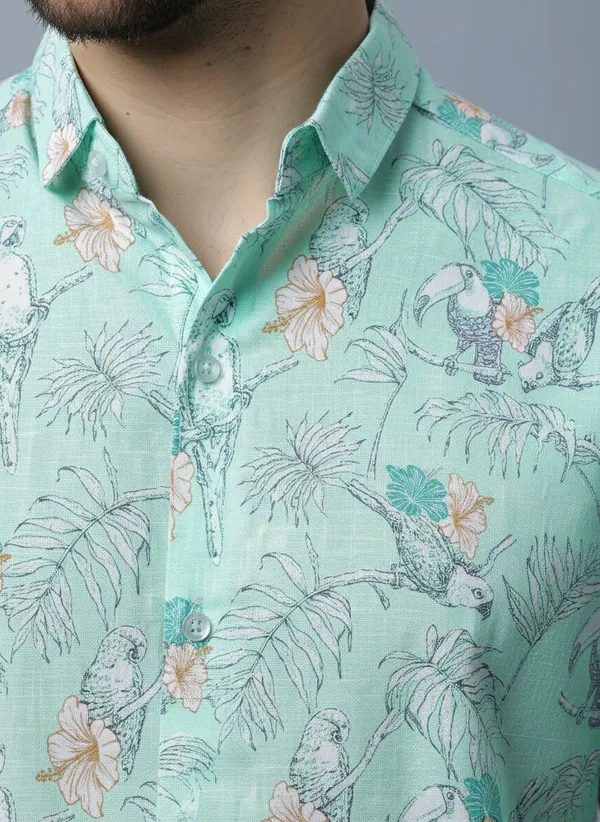 Teal_Green_Tropical_Print_Relaxed_Fit_2_Piece_Cotton_Co_Ord_Set_For_Men